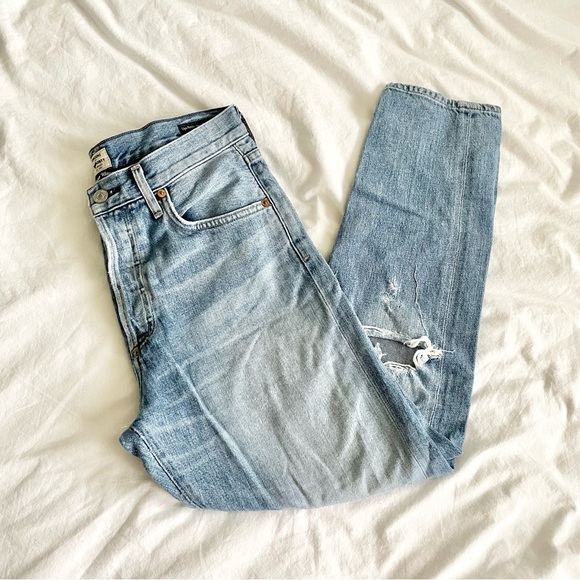CITIZENS OF HUMANITY Women's sz 26 Liya Petite High Rise Classic Fit Jeans Torn - Picture 2 of 12